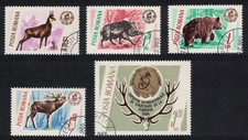 Bear Elk Boar Chamois  Hunting Trophies  5v Romania 1965 Canc SG#3332-3336