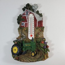 John Deere Resin Thermometer Tractor Hanging 3D Wall Farm Barn 7"x4" Vintage