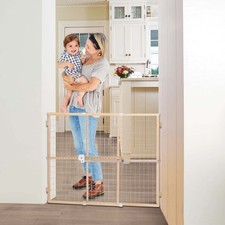Quick-Fit Adjustable Wire Mesh Baby Safety Gate Wide Openings 31in Tall Gate US