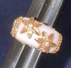 Vintage Gold over Sterling Floral Genuine Diamond Chips Ring, Size 6.25
