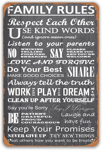 House Rules Vintage Metal Tin Signs - Gibbs Rules Poster Wall Decor Door Plaque