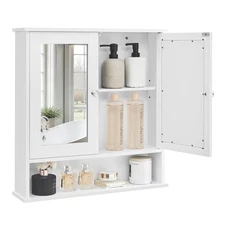 Bathroom Cabinet with Mirror, Wall Cabinet with 2 Mirrored Doors, Adjustable ...