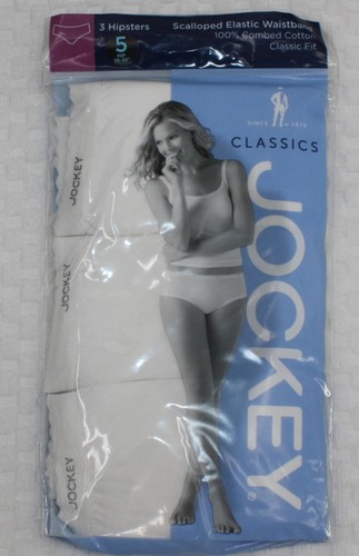 New 3 pack JOCKEY Scalloped waistband 100% cotton HIPSTERS ALL WHITE 5/S - 第 1/4 張圖片