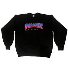 Thrasher Magazine Sweatshirt M Black Crewneck Red Blue Japanese Graphic Skate