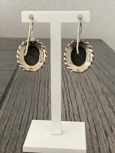 Vintage Sterling Silver Braided Oval Hook Dangle Earrings - Picture 5 of 7