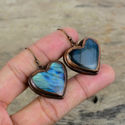 Labradorite Electroformed Drop/Dangle Earrings Copper Jewelry For Girls 1.73''