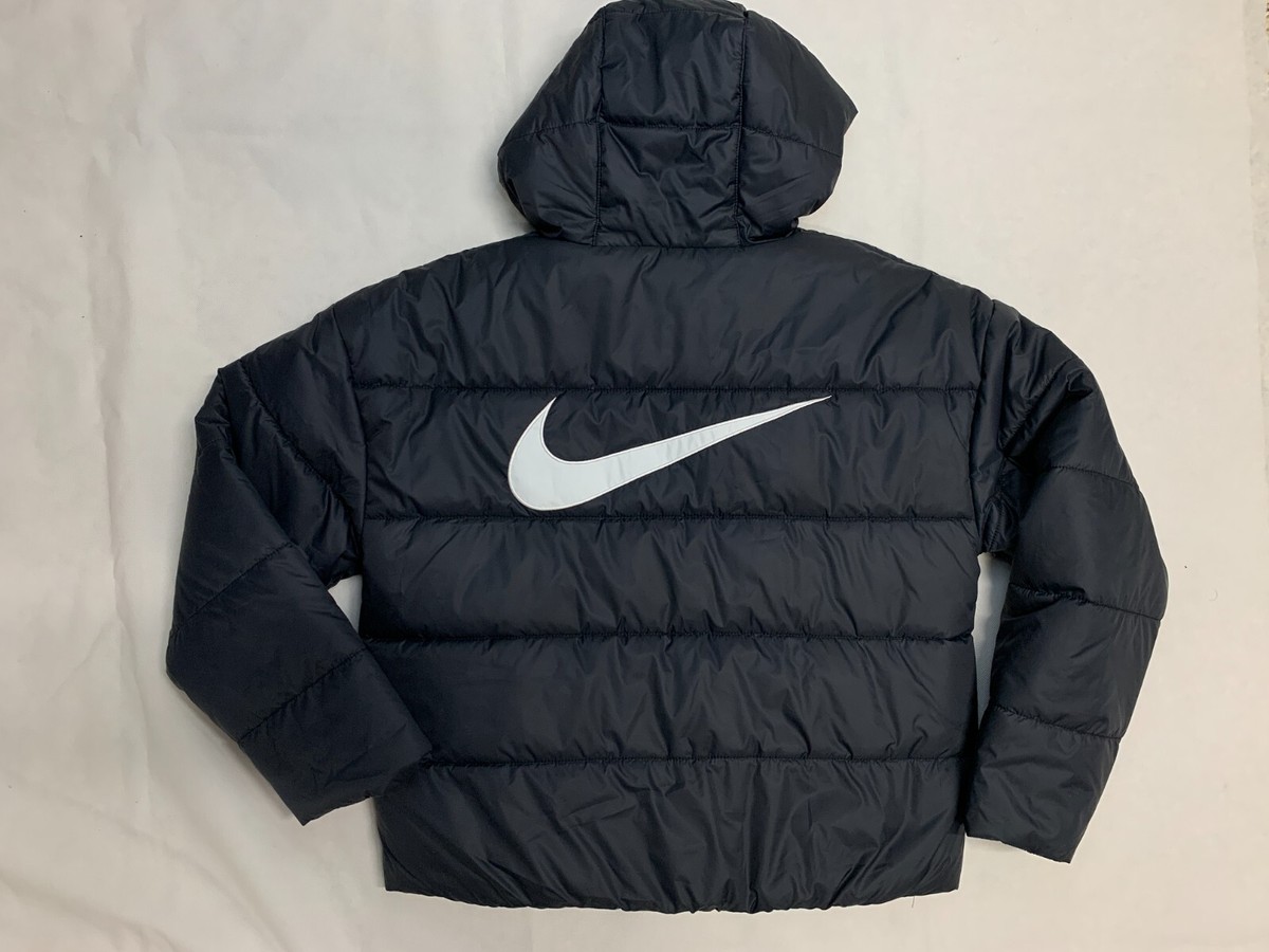 Nike Core Puffer Swoosh Jacket Women's Medium Black Hooded DV6739