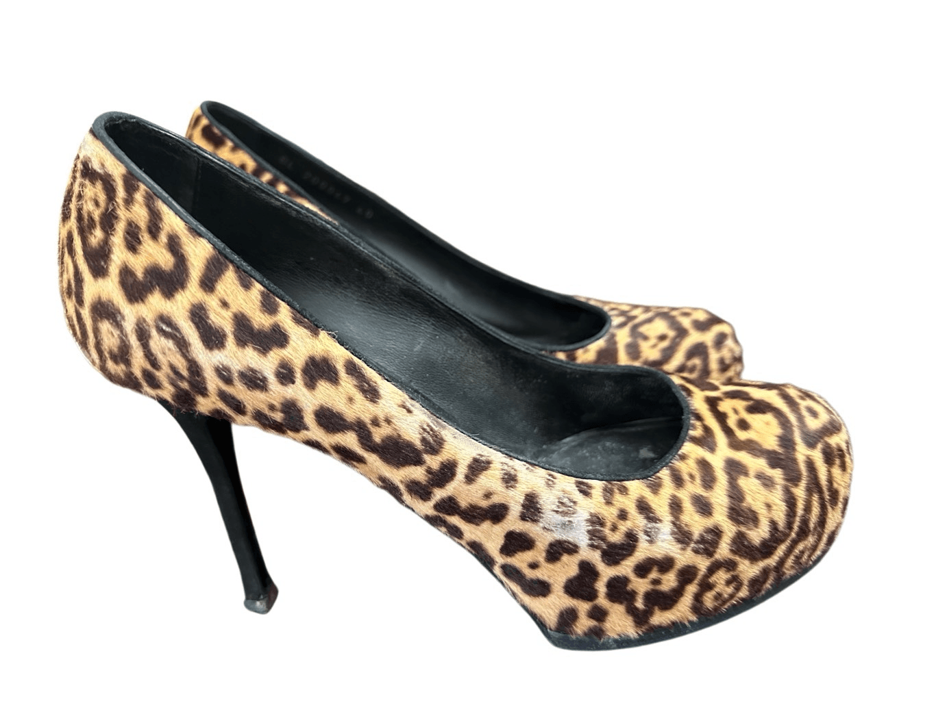 Saint Laurent Paris décolleté platform tributo capelli pony stampa leopardata beige marrone S