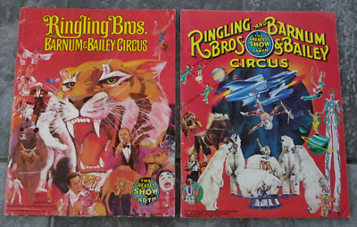 2 Vtg Ringling Bros Circus Souvenir Programs-1980 + 1975 w/ Foldout Poster