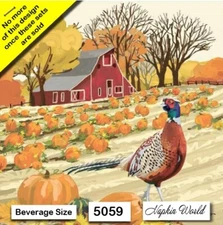 (5059) TWO Paper BEVERAGE / COCKTAIL Decoupage Art Craft Napkins  FARM AUTUMN