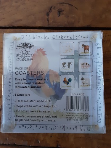 The Leonardo Collection 6x Coasters Farm Animals Horse Cow Sheep Pig Duck Hen 4" - Picture 3 of 6