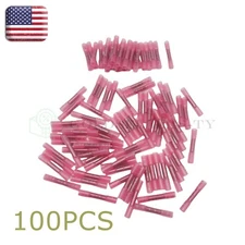 100PCS Red Heat Shrink Waterproof Wire Connectors 22-16 AWG Butt Seal Terminals