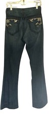 Cache CONTOUR Embellished Embroidery Flair Jean Pant Size 2/4/6 Denim Stretch