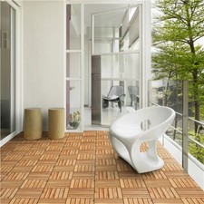 27 PCS Acacia Wood Interlocking Patio Deck Tiles for Garden Home,All Weather Use