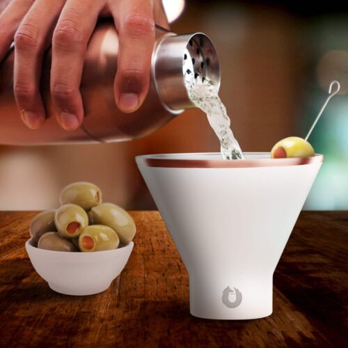 SNOWFOX Edelstahl Cocktail Shaker und Martini Glas Set, Gold und Weiß - Bild 2 von 3