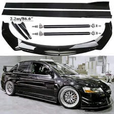 Front Bumper Lip Spoiler Side Skirts Rear Glossy Black For Mitsubishi Lancer Evo