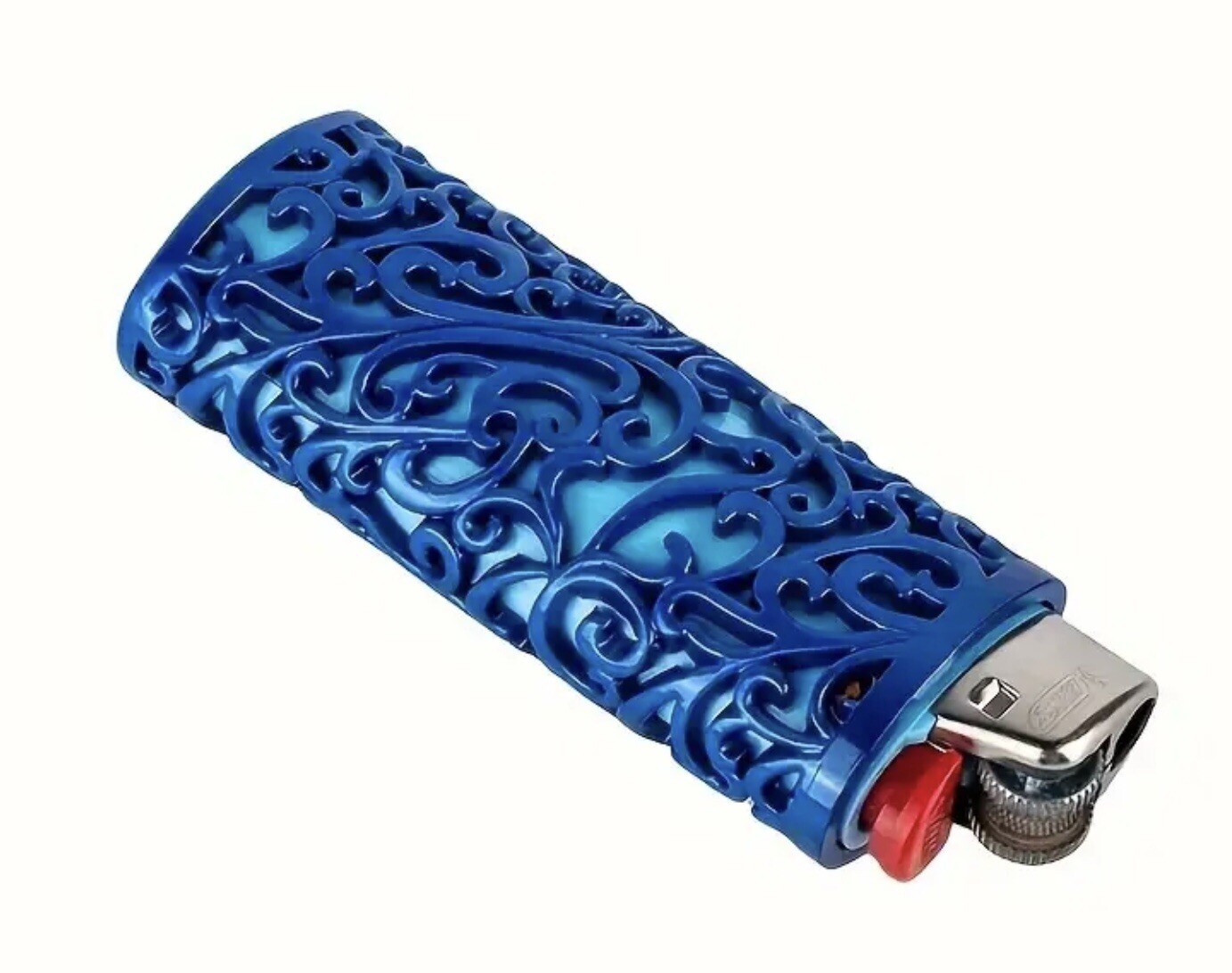 New 1Pc Metal Hollow Pattern Lighter Cover for BIC J6 Lighter  Green
