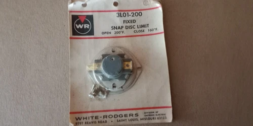 NOS White-Rodgers 3L01-200 Fixed Snap Disc Limit Control 200℉ Close 160℉ BEST 1