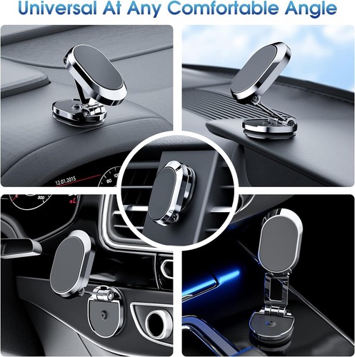 Metal Magnetic Car Phone Holder Folding Magnet Dash Mount Mobile Phone Stand GPS - Picture 20 of 27
