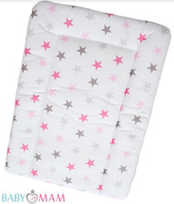 Image of CHILD TODDLER CHANGING MAT NURSERY BABY 100% COTTON GREY PINK STARS