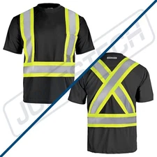 Hi Vis Black Shirt ANSI Class 1 Reflective Safety Short Sleeve HIGH VISIBILITY