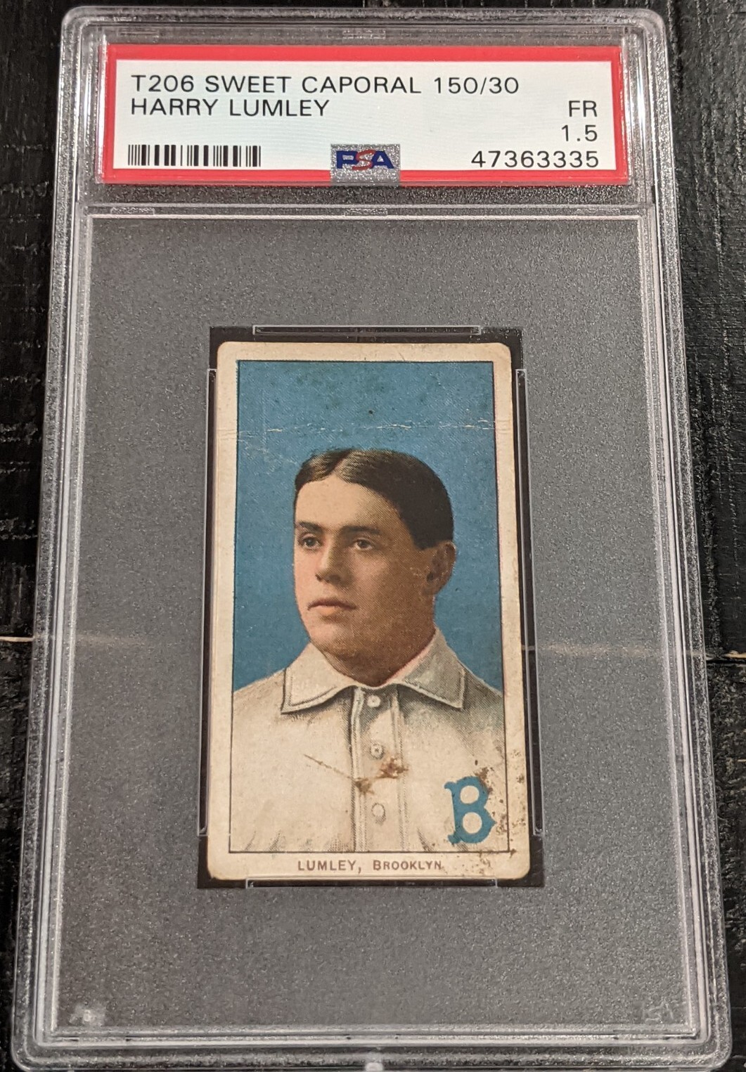 1909 T206 Harry Lumley PSA 1.5 Sweet Caporal 150/30 Brooklyn Dodgers Superbas
