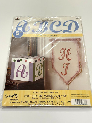 VTG Plaid A B C D Paper Stencils 5 in Alphabet Letters A-Z 28677 Simply 2005 NEW