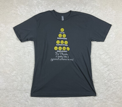 American Apparel Size L Funny Work Pyramid Scheme Smiley Face Dark Gray T-Shirt