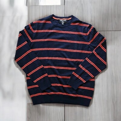 Banana Republic Baruffa Italian Merino Wool Sweater Blue Orange Stripe XL  Preppy
