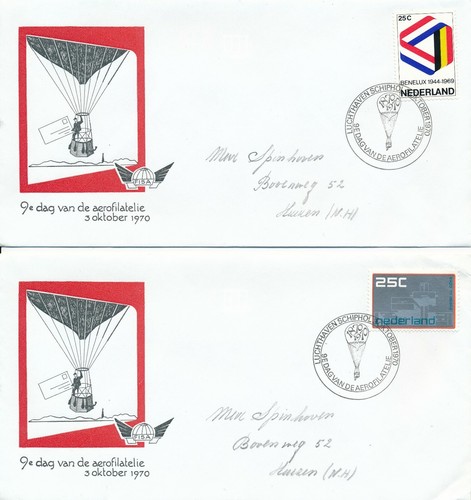 Nederland - 13 x 9e Dag van de Aerofilatelie - 1970 - Met adres / Open klep - Afbeelding 2 van 8