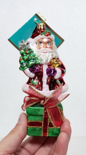 CHRISTOPHER RADKO "Festive Visitor" Glass Santa Christmas Ornament w/Tag RETIRED - Picture 2 of 9