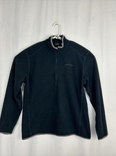 Eddie Bauer Mens Large 1/4 Pullover Waffle Style sweater Navy Blue Polyester