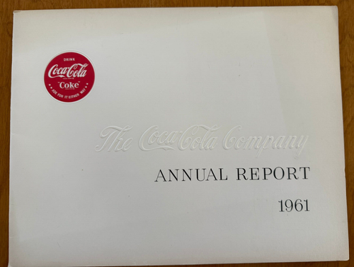 Vintage Coca Cola Company 1961 Annual Report To Stockholders-Rare- Great Cond.