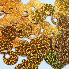 Large Hole Round Sequin 20mm Copper Orange Hologram Glitter Sparkle Made in USA