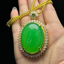 Certified Nature Ice green jade Jadeite Carved amulet Pendant&Necklaces