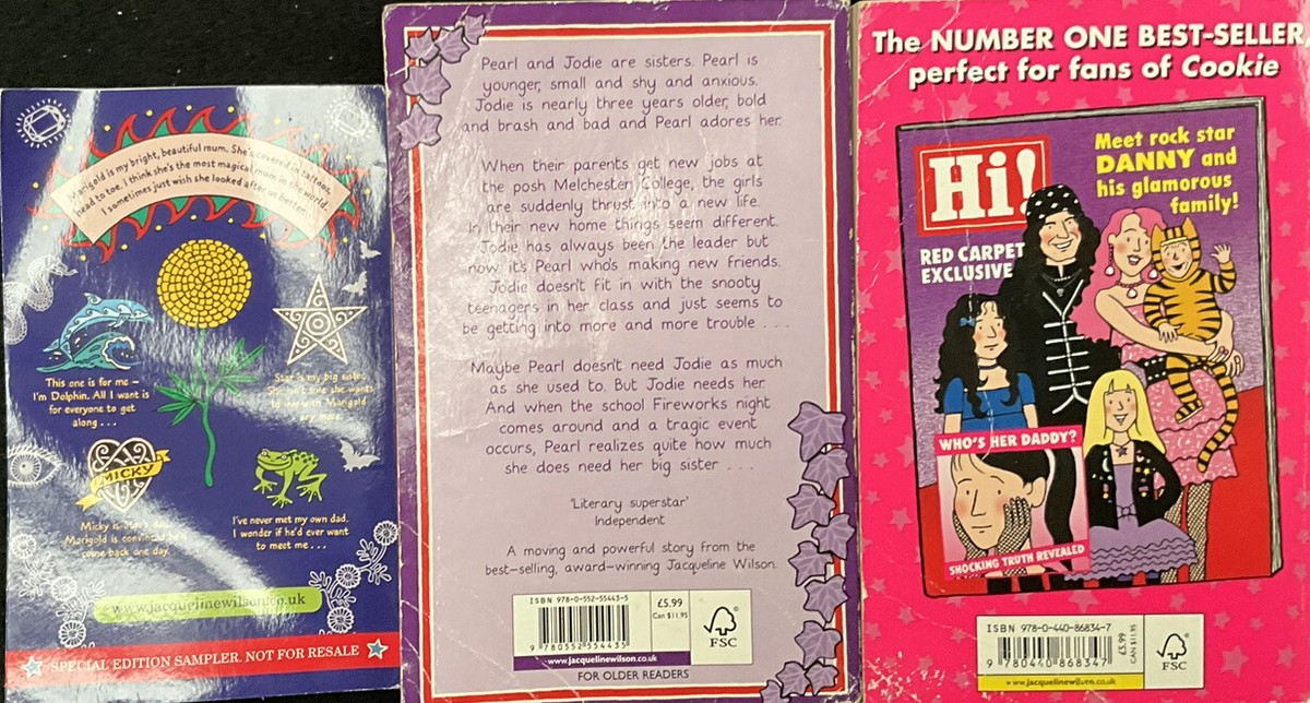 3 x Jacqueline Wilson books, illustrated mum, sister jodie, little