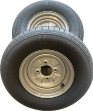 2x 145 R10 84N trailer tyres Wheels 4 Stud 4inch PCD 67mm Centre 500kg per wheel