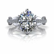 Aubree 2.67 Ct Oval Cut Moissanite Engagement Ring 925 Sterling Silver