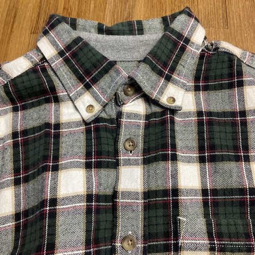 Eddie Bauer Mens Flannel Plaid Long Sleeve Button Up White Green Shirt, Size L - Picture 3 of 5