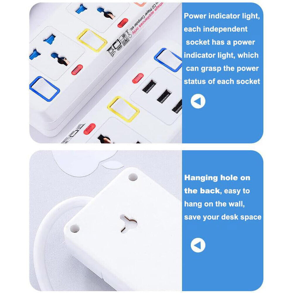 Way Go Sockets 2M 4 Way Gang Cable Switched Surge Protect Extension Lead Plug Sockets ...