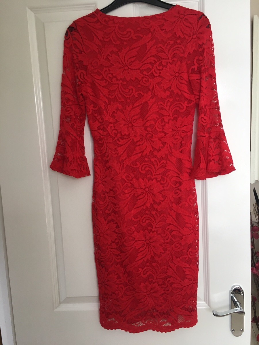 Stunning Quiz red lace dress. Size 6 | eBay UK
