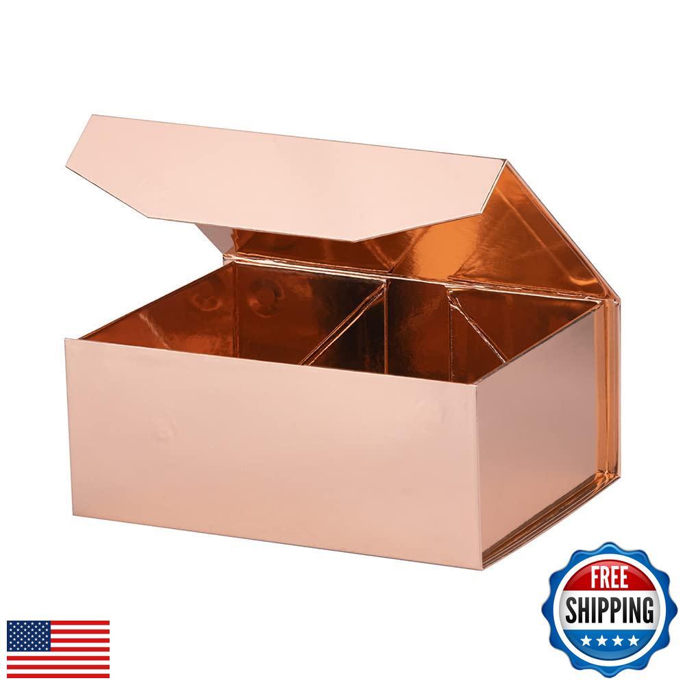 OBMMIRAO Upgrade 3PCS Rose Gold Gift Box 9.5x7x4 Inches, Sturdy Gift Box with