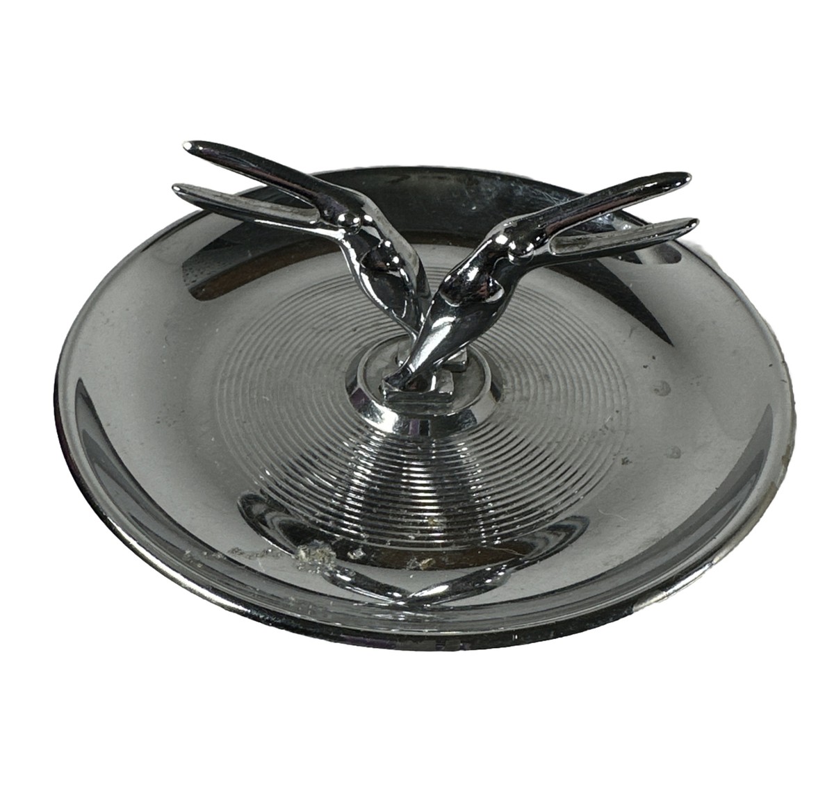 【アシモクラフツ】 A poy tray PAG saucer 120 皿 vintage Chrome ashtray With Penguin Cigarette Holders Art