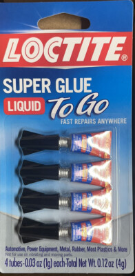 6 Packs Of 4 Loctite Super Glue Liquid To Go Clear 0.03 Ounce Squeeze Tubes Each