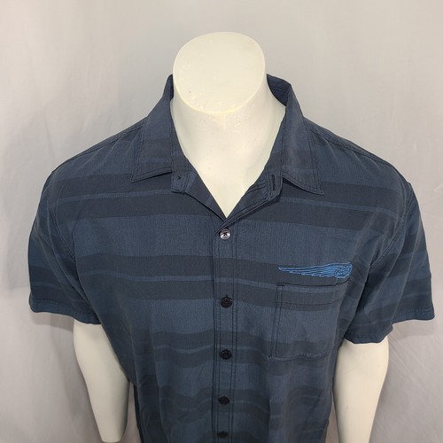 Harley Davidson Mens Light Weight Button Up Shirt sz XL Blue Short Sleeve - Picture 5 of 9