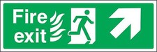 Fire exit up right with fire pictograms Safety sign