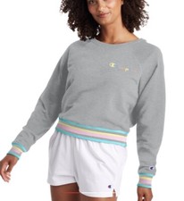 Champion Sweatshirt Campus French Terry Crew Embroider Logo Gray Stripes XL NEW