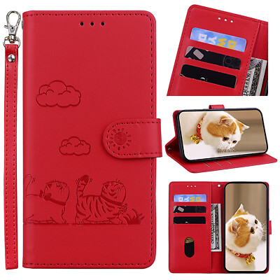 Leder Anti Diebstahl Katze For Samsung S25 S24 S23 S22 Ultra Stand Handyhülle 