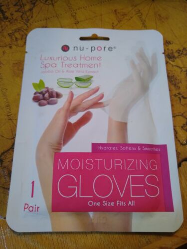Nu-Pore  Moisturizing Gloves  Jojoba Oil   Aloe Vera Extract  1 Pair - Imagen 1 de 3
