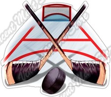 Hockey Net Sticks Puck Ice Sport Athletics Car Bumper Vinyl Sticker Decal 4.6